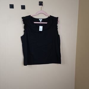 J. Crew Sleeveless Ruffle Top in Black Size L